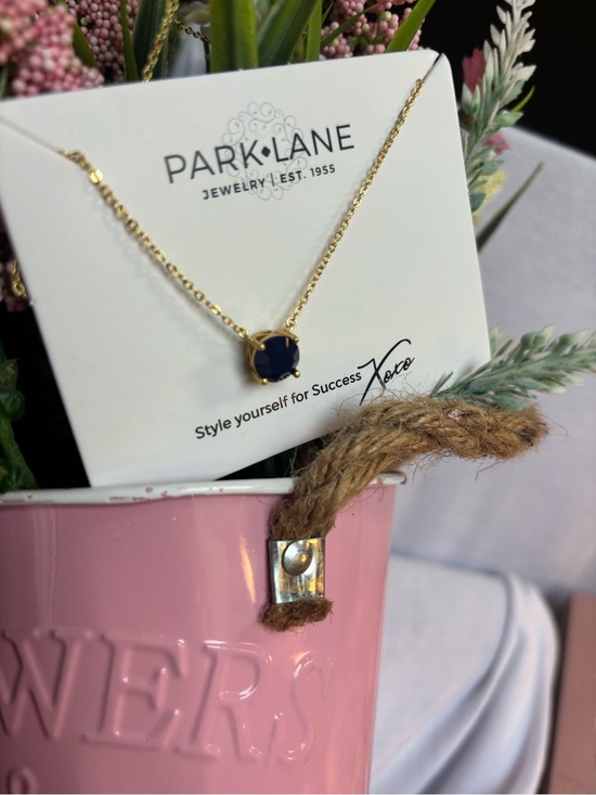 Park Lane Jewelry - Park Lane Impression Gold Necklace with Deep Navy Stone Pendant